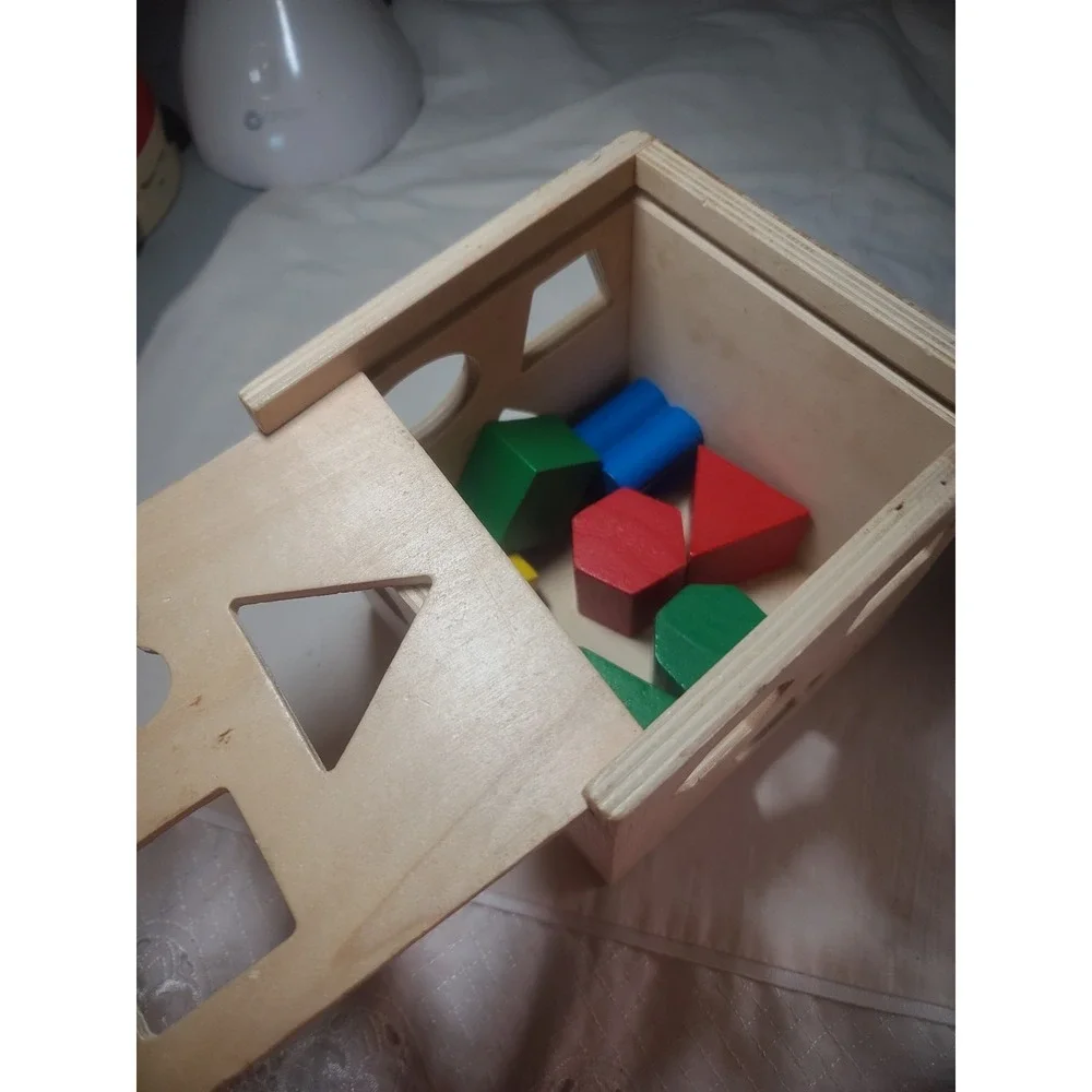 Incomplete  Melissa Doug Personalized Shape Sorting Cube With 7 Shapes Wooden